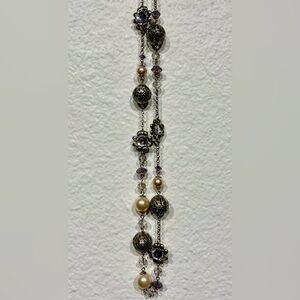 Vintage Silver-tone Layered Beaded Necklace